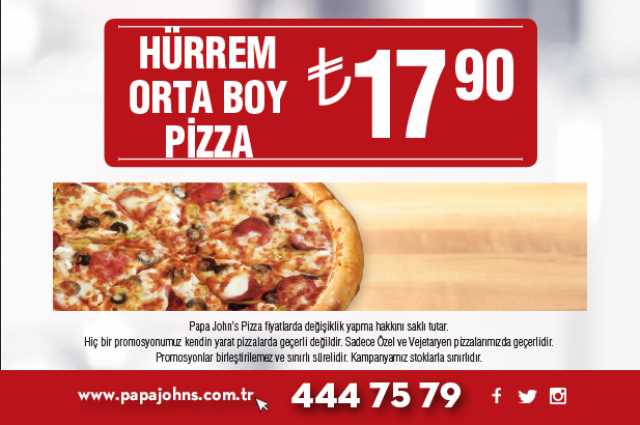  Papa Johns Pizza Promosyonlu Kampanyalar