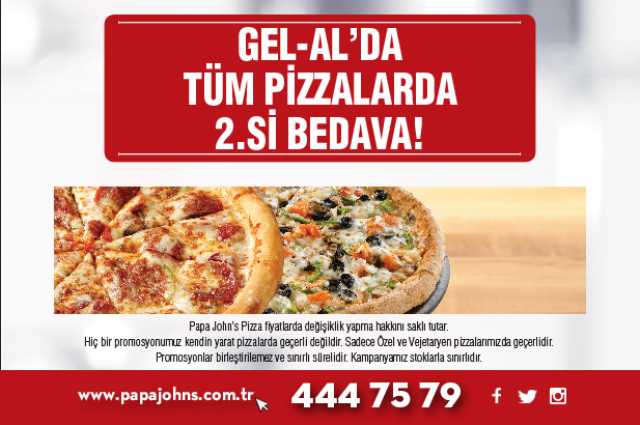  Papa Johns Pizza Promosyonlu Kampanyalar